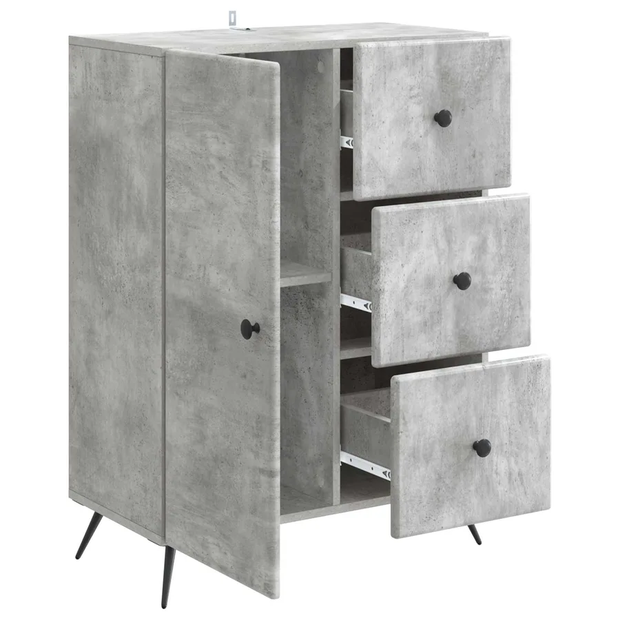 Buffet Gris béton 66 x 34,5 x 90 cm Bois d'ingénierie - 5