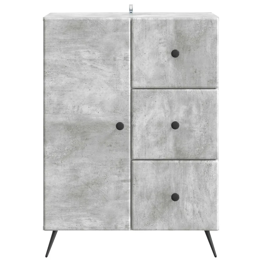 Buffet Gris béton 66 x 34,5 x 90 cm Bois d'ingénierie - 6