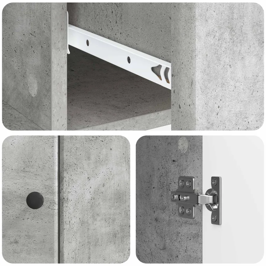 Buffet Gris béton 66 x 34,5 x 90 cm Bois d'ingénierie - 9