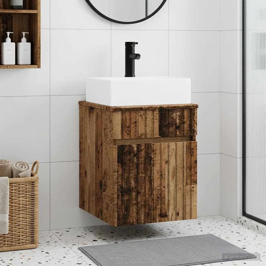 Meuble-sèche avec évier mural Bois ancien 39 x 41 x 62,5 cm