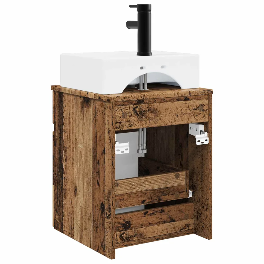 Meuble-sèche avec évier mural Bois ancien 39 x 41 x 62,5 cm - 4