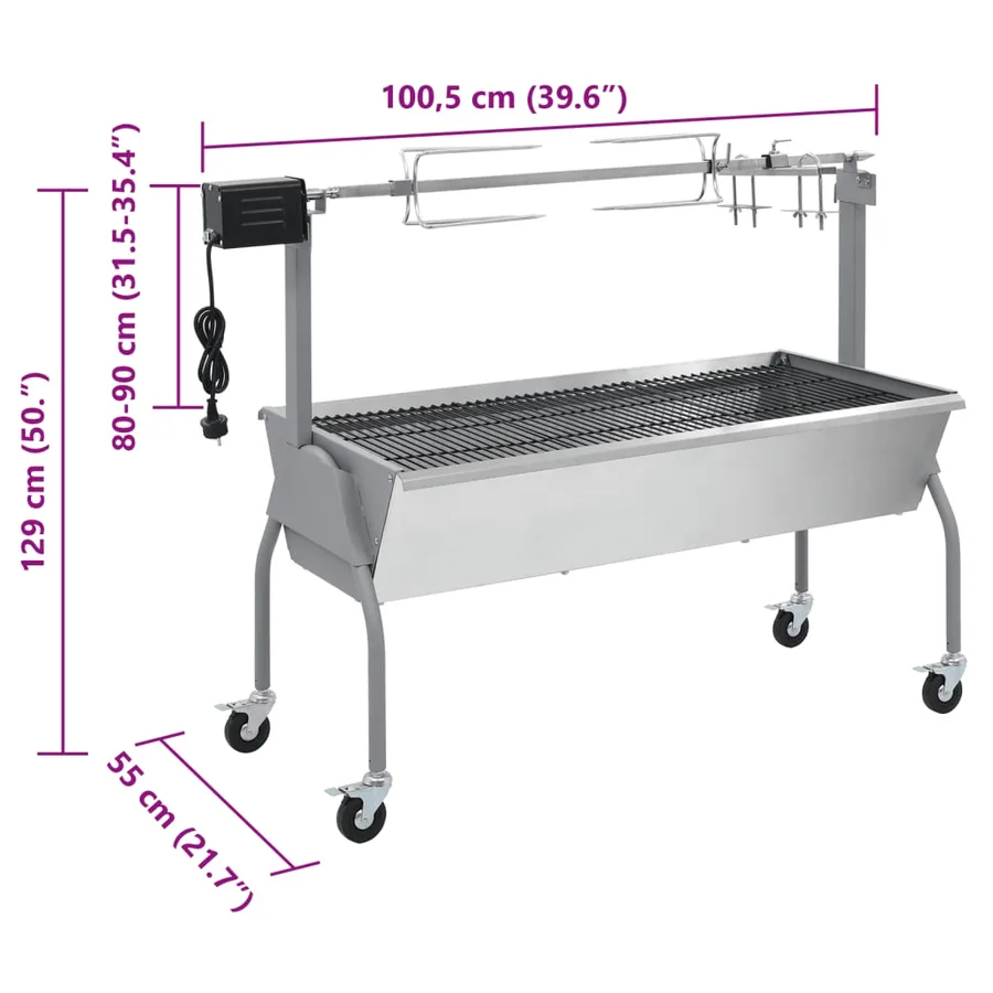 Rôtissoire pour barbecue électrique Acier inoxydable - 8