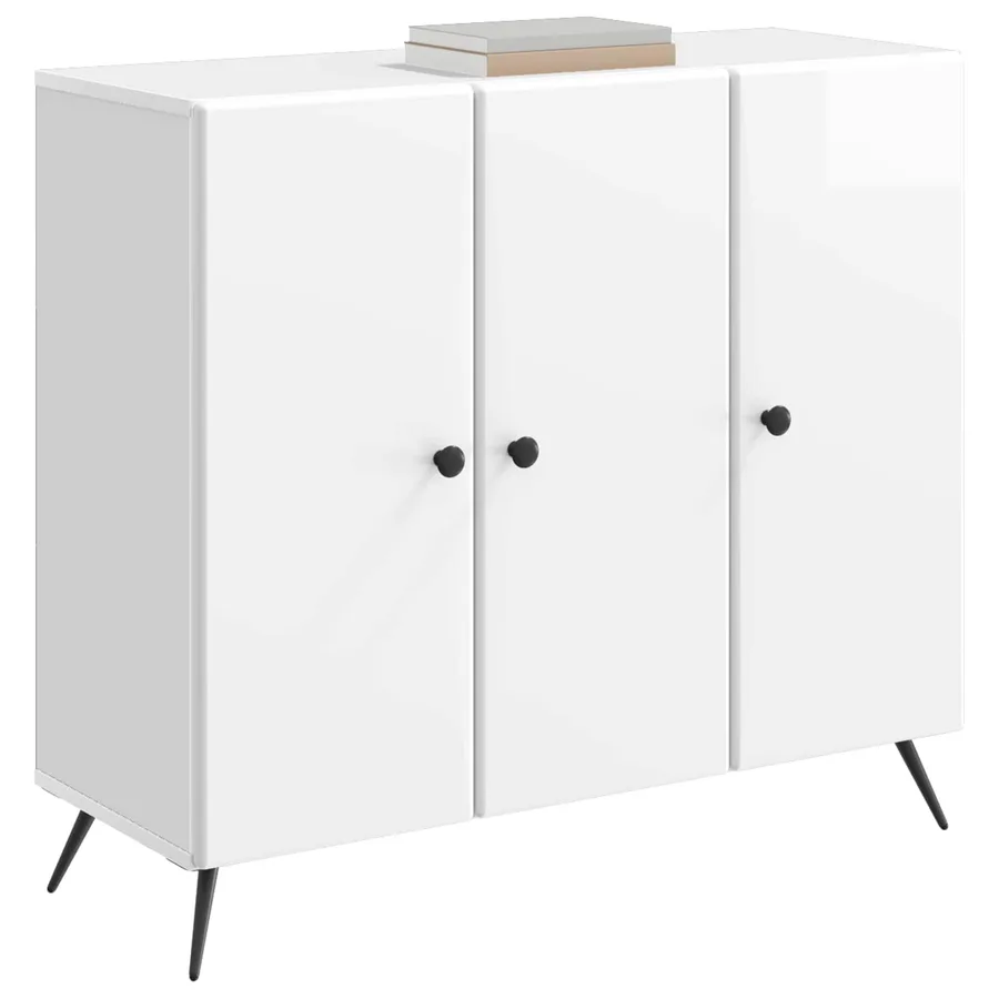 Buffet Blanc brillant 89 x 34,5 x 80 cm Bois d'ingénierie - 3
