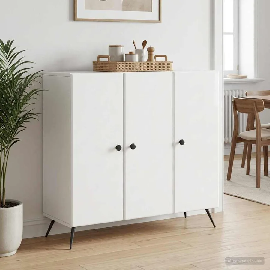 Buffet Blanc brillant 89 x 34,5 x 80 cm Bois d'ingénierie - 4