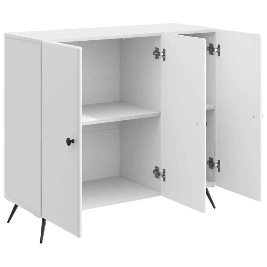 Buffet Blanc brillant 89 x 34,5 x 80 cm Bois d'ingénierie - 5