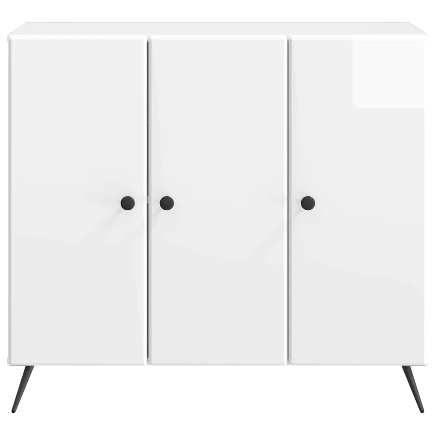 Buffet Blanc brillant 89 x 34,5 x 80 cm Bois d'ingénierie - 6