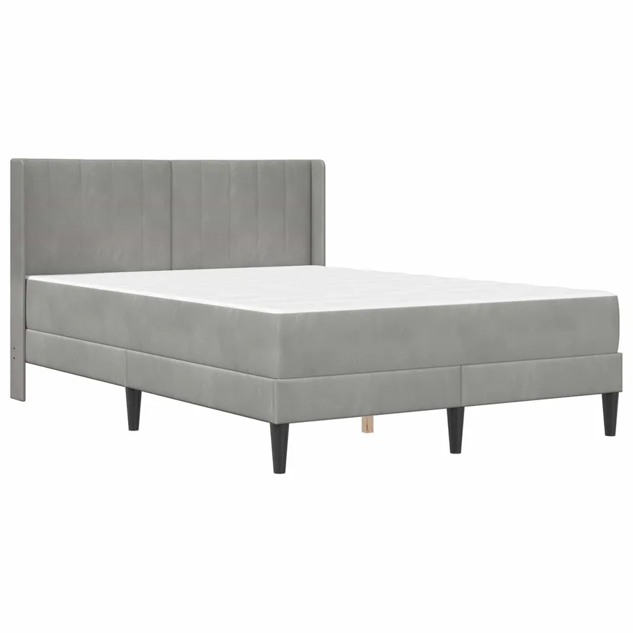 Cadre de lit avec matelas Gris clair 140 x 190 cm Velours - 3