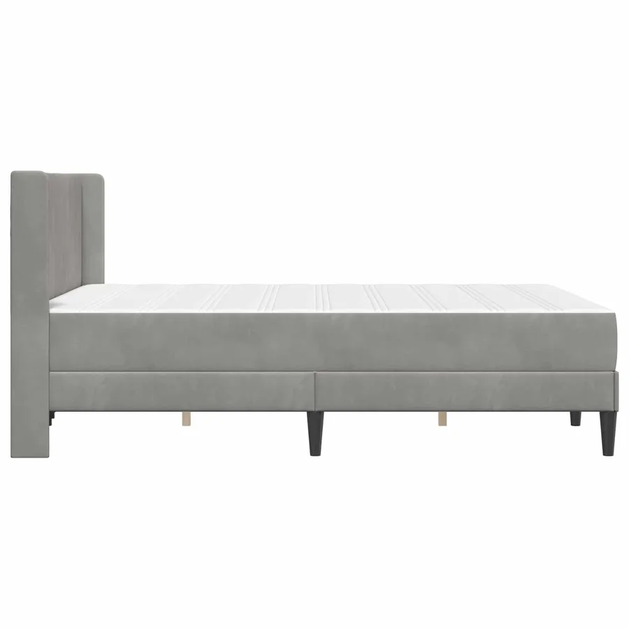 Cadre de lit avec matelas Gris clair 140 x 190 cm Velours - 7