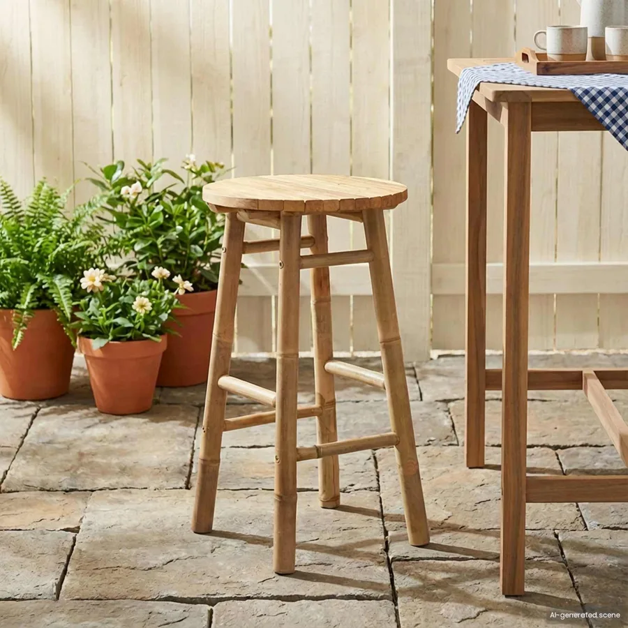 Tabouret de Jardin Naturel Ø 38 x 68 cm Bambou - 3