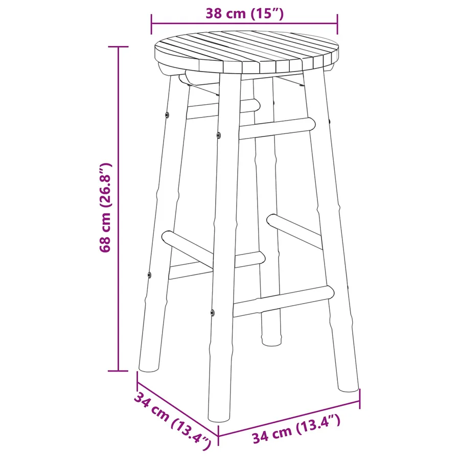 Tabouret de Jardin Naturel Ø 38 x 68 cm Bambou - 8