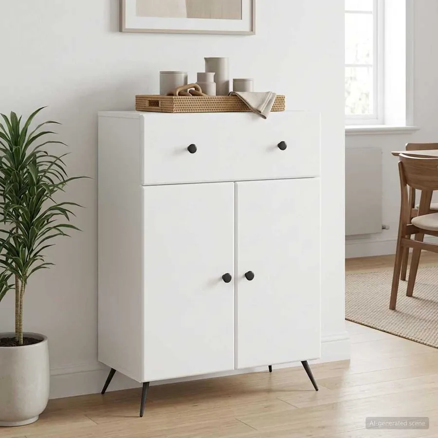 Buffet Blanc 66 x 34,5 x 90 cm Bois d'ingénierie