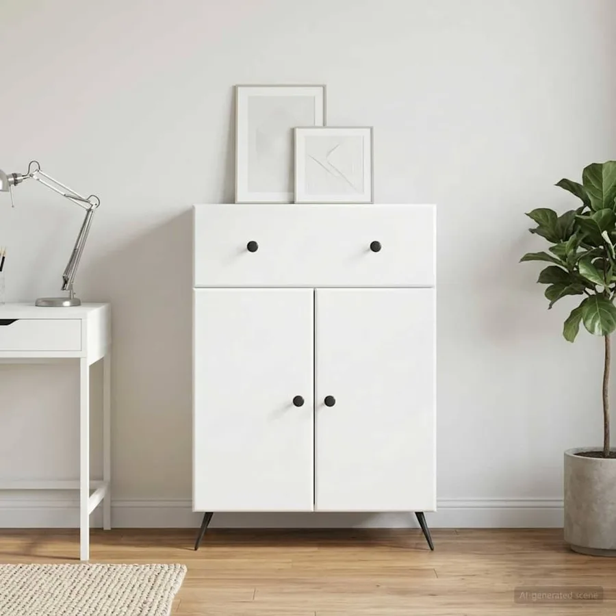 Buffet Blanc 66 x 34,5 x 90 cm Bois d'ingénierie - 4