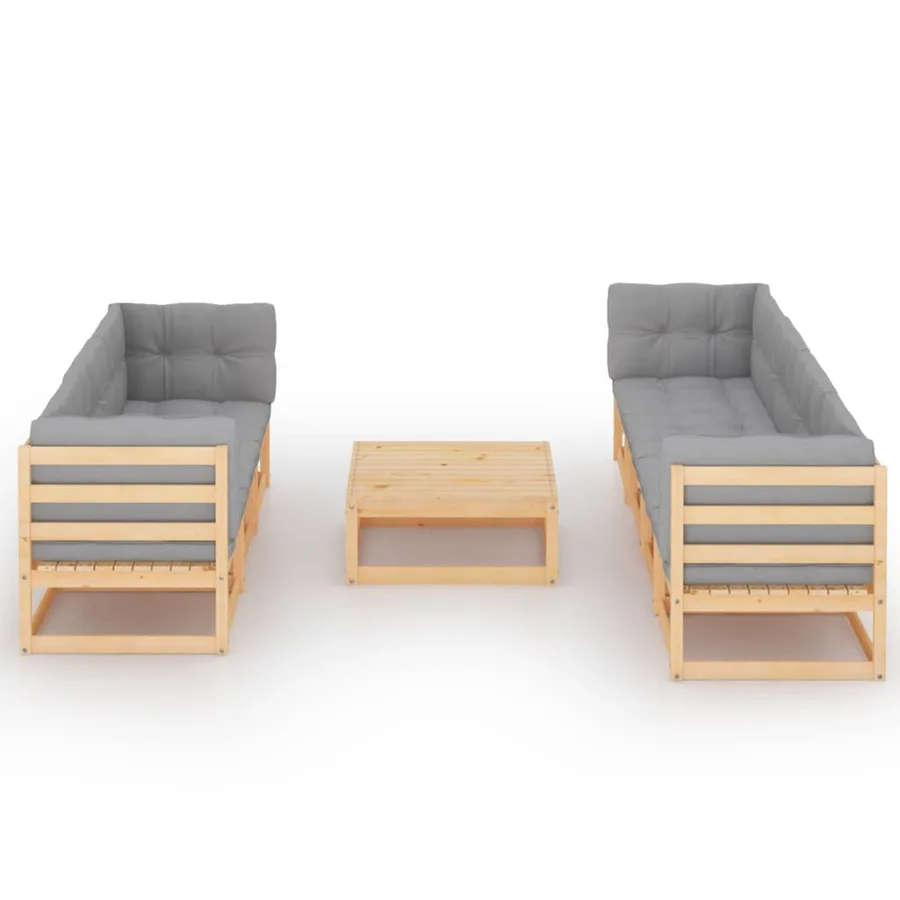 Salon de jardin 8 pcs avec coussins Bois de pin massif - 3