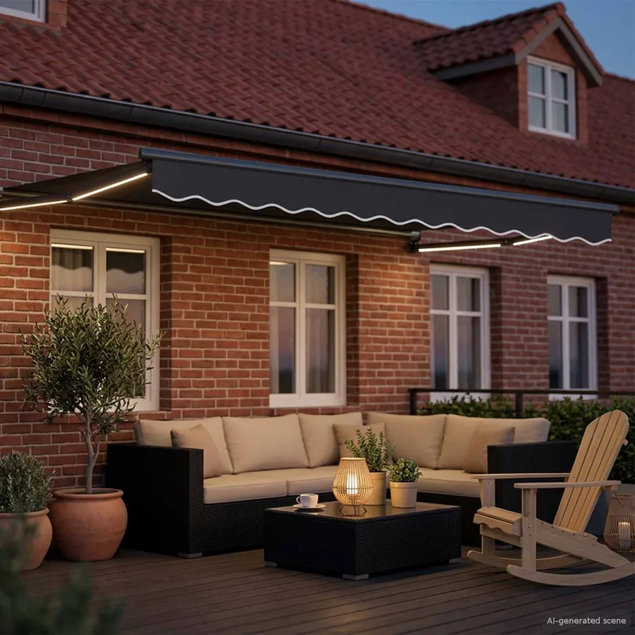 Store rétractable manuel avec LEDs Anthracite 3,5 x 2 m - 3