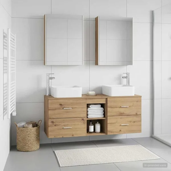 Ensemble de mobilier de salle de bain 5 pc Chêne artisanal
