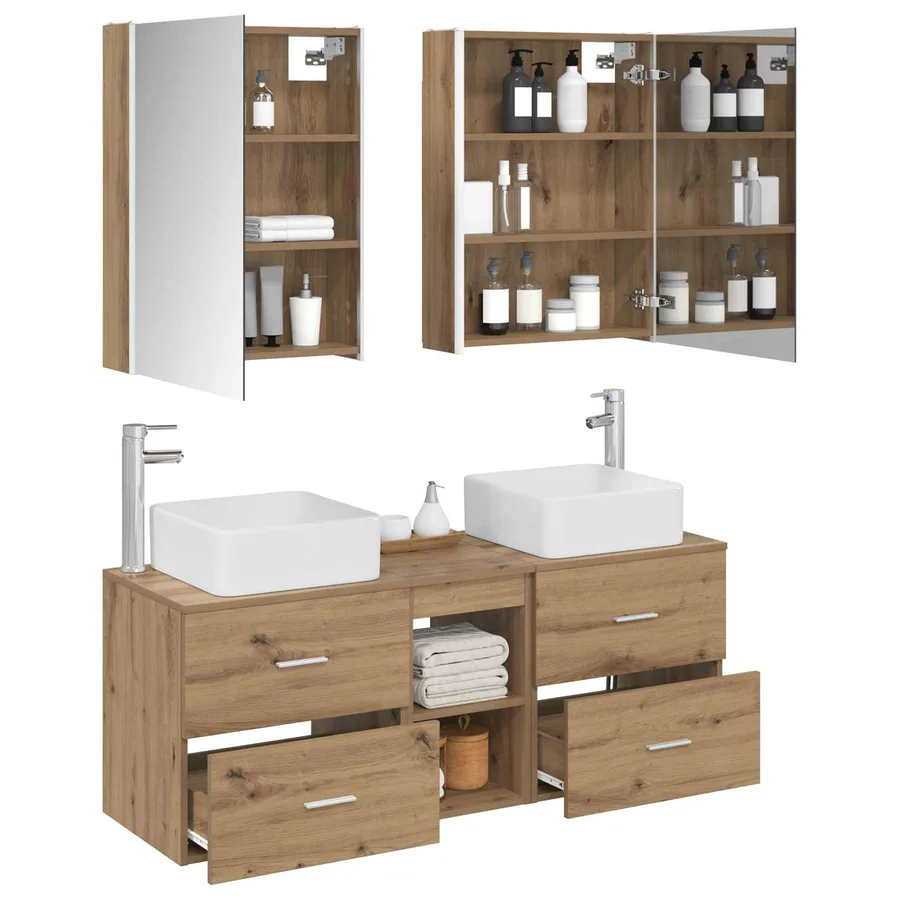 Ensemble de mobilier de salle de bain 5 pc Chêne artisanal - 3