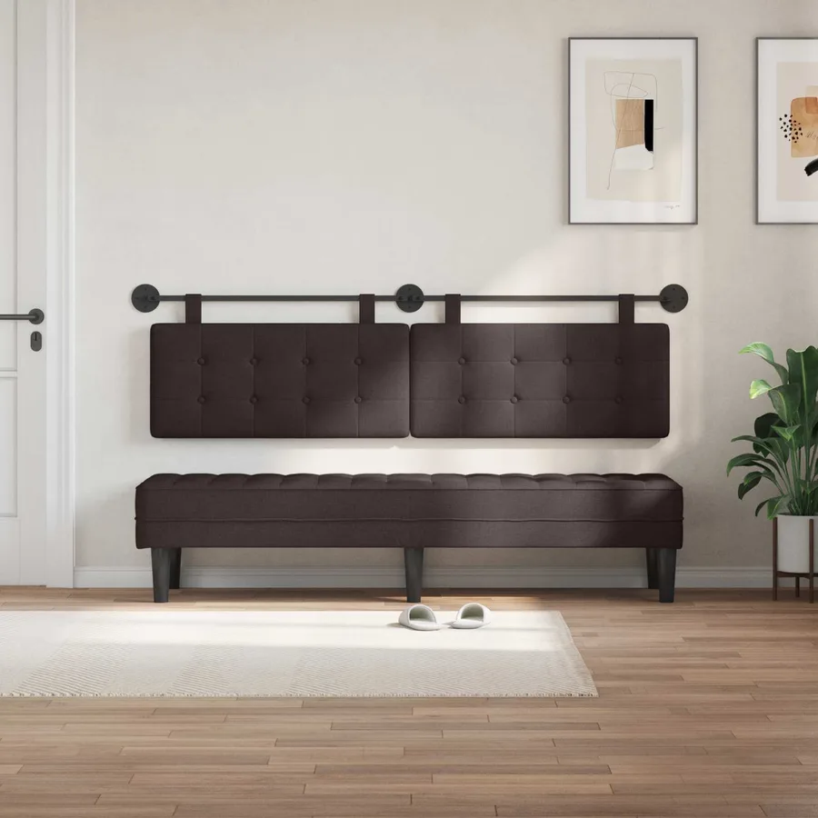 Tête de lit suspendue Marron foncé tissu - 3