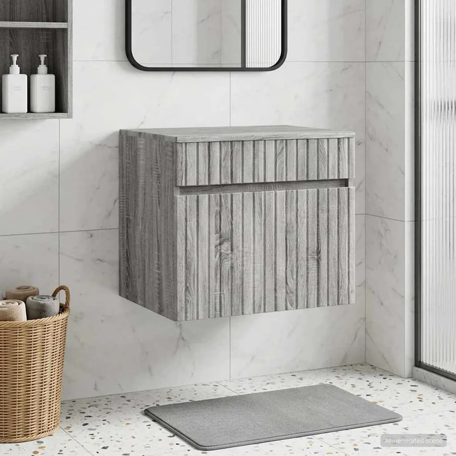 Cabinet de Salle de Bain Mural Sonoma gris 59 x 44,5 x 50 cm