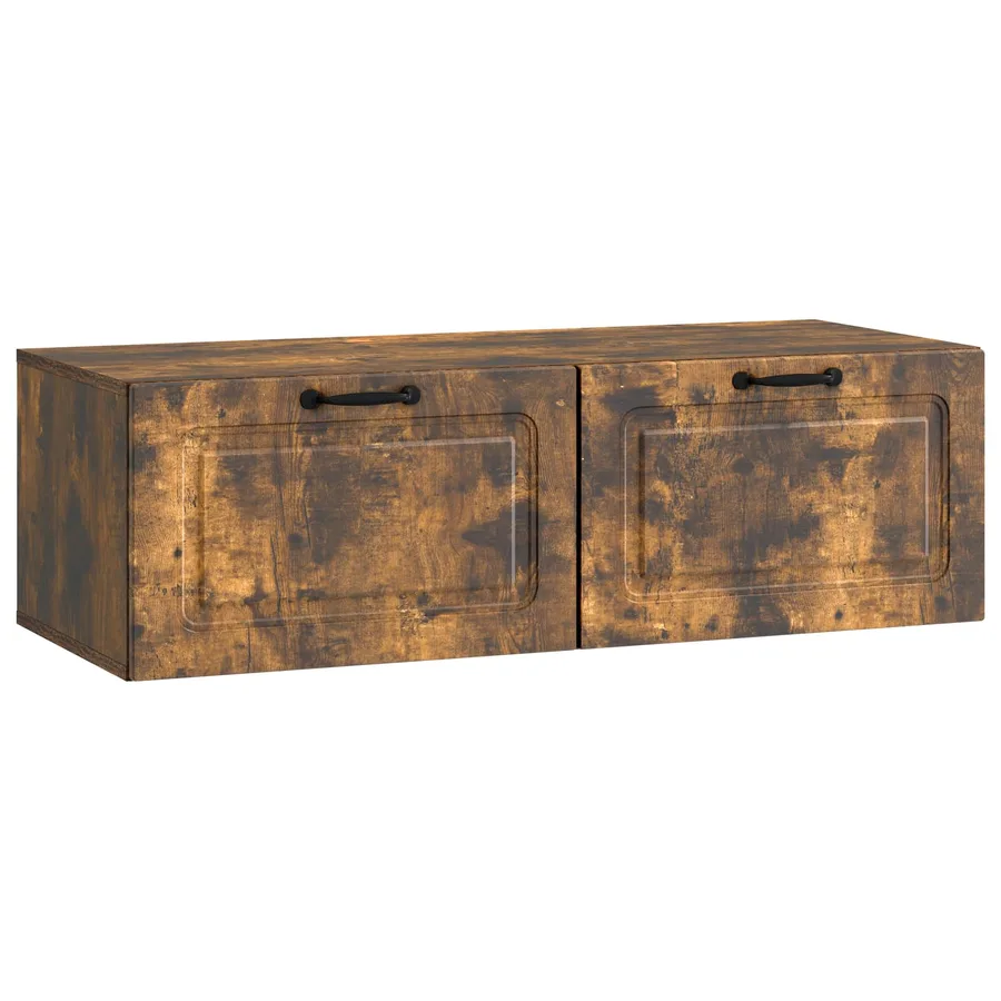 Meuble TV mural Chêne fumé 98 x 41 x 30 cm Bois d'ingénierie - 2