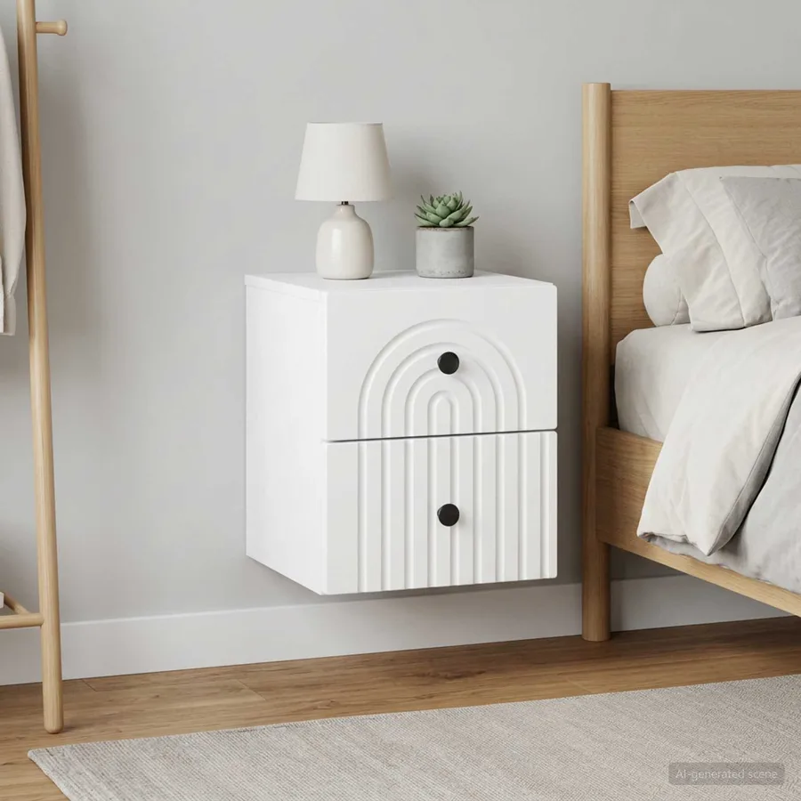 Cabinet de chevet mural 2 pcs Blanc 33 x 34,5 x 40 cm - 5