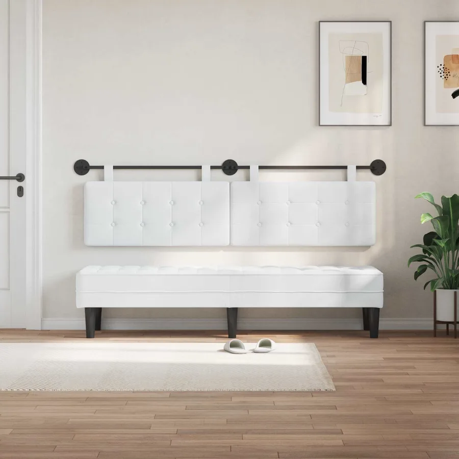 Tête de lit suspendue Blanc Tissu - 3