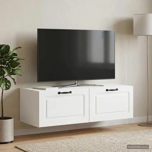Meuble TV mural Blanc 98 x 41 x 30 cm Bois d'ingénierie