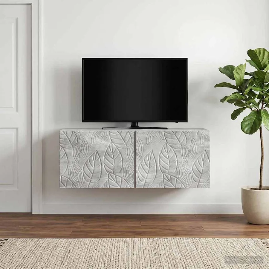 Meuble TV mural 98 x 41 x 30 cm Gris béton Bois d'ingénierie