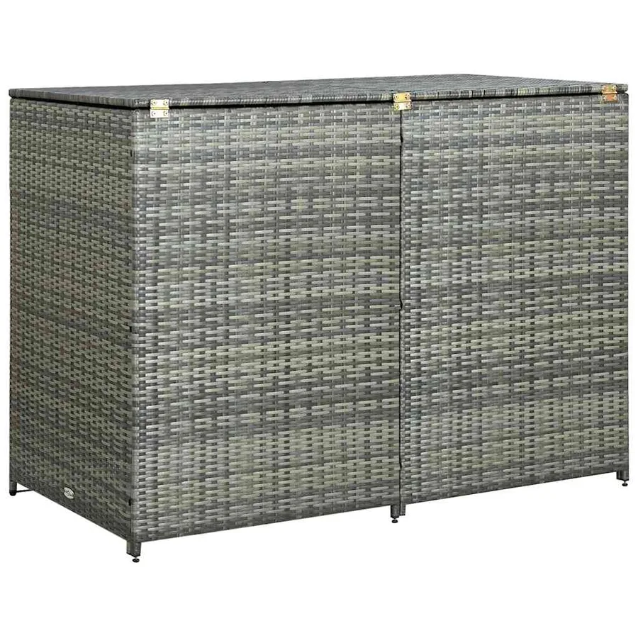 Abri de poubelle double Résine tressée Anthracite 148x77x111cm - 2