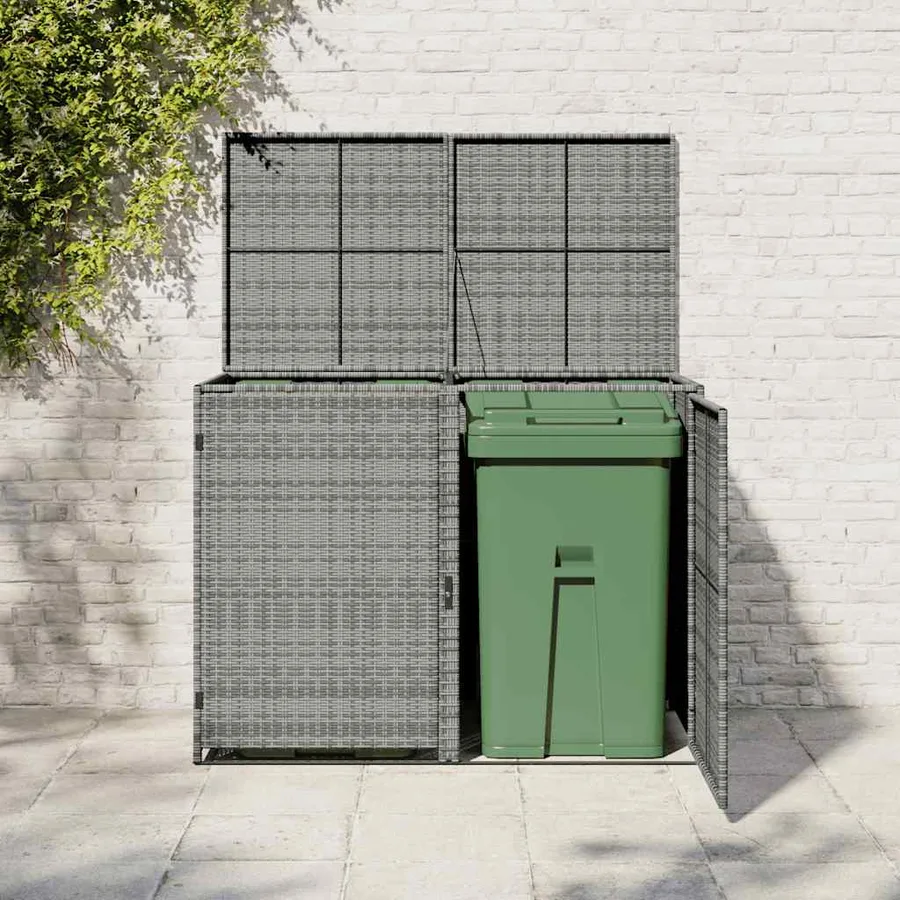 Abri de poubelle double Résine tressée Anthracite 148x77x111cm - 3