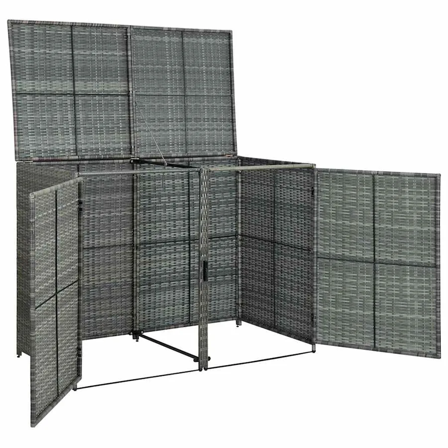 Abri de poubelle double Résine tressée Anthracite 148x77x111cm - 6