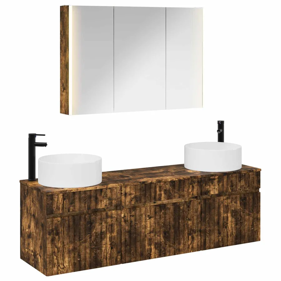 Ensemble d'armoire de salle de bain 4 pcs Chêne fumé - 2