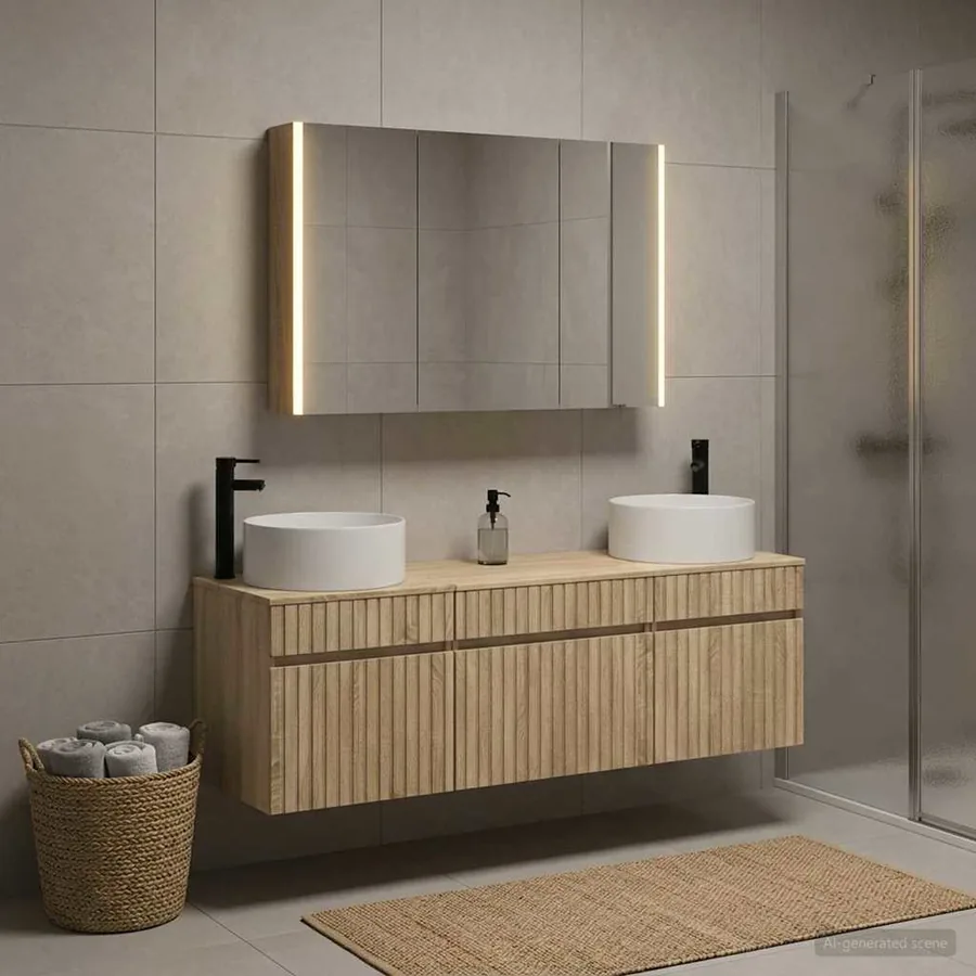 Ensemble d'armoire de salle de bain 4 pcs Chêne Sonoma