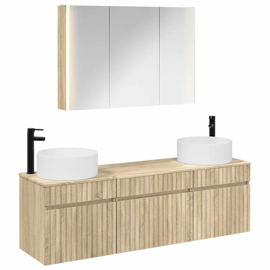 Ensemble d'armoire de salle de bain 4 pcs Chêne Sonoma - 2