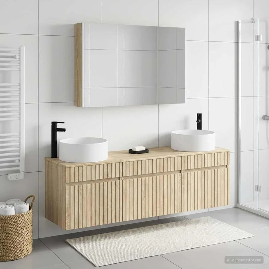 Ensemble d'armoire de salle de bain 4 pcs Chêne Sonoma - 4