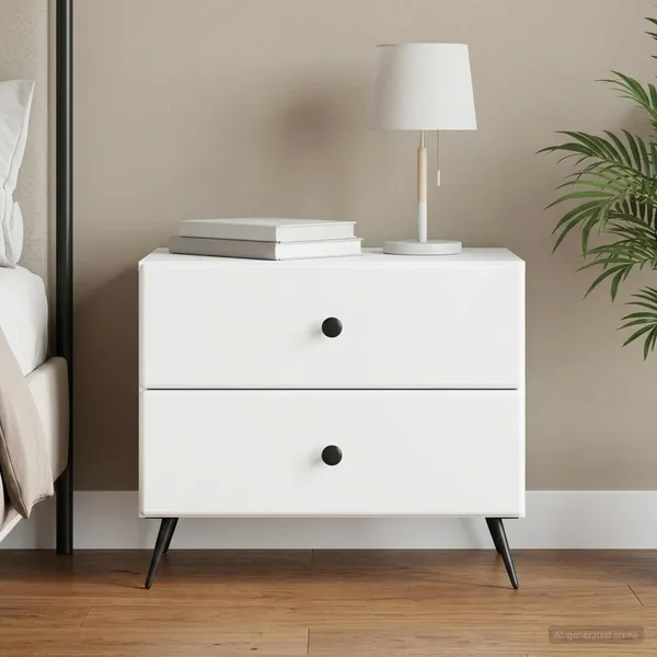 Cabinet de chevet Blanc 62 x 34,5 x 47,5 cm Bois d'ingénierie