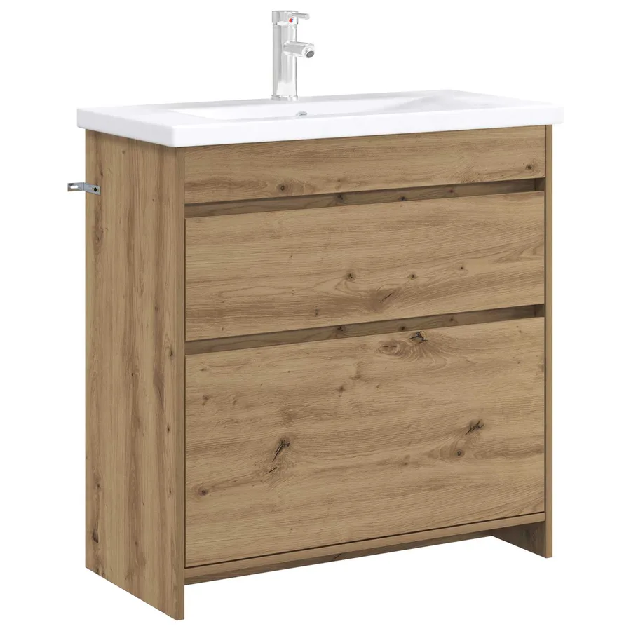 Meuble sous lavabo de salle de bain Chêne artisanal - 3