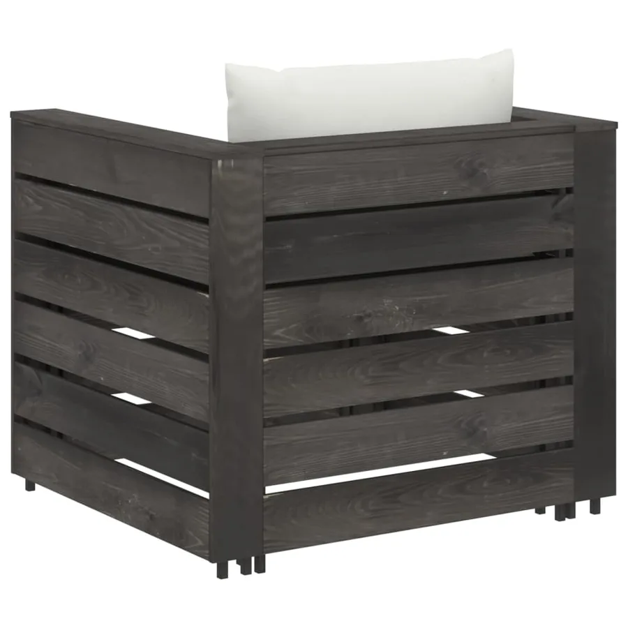 Salon de jardin 2 pcs avec coussins Bois imprégné de gris - 3