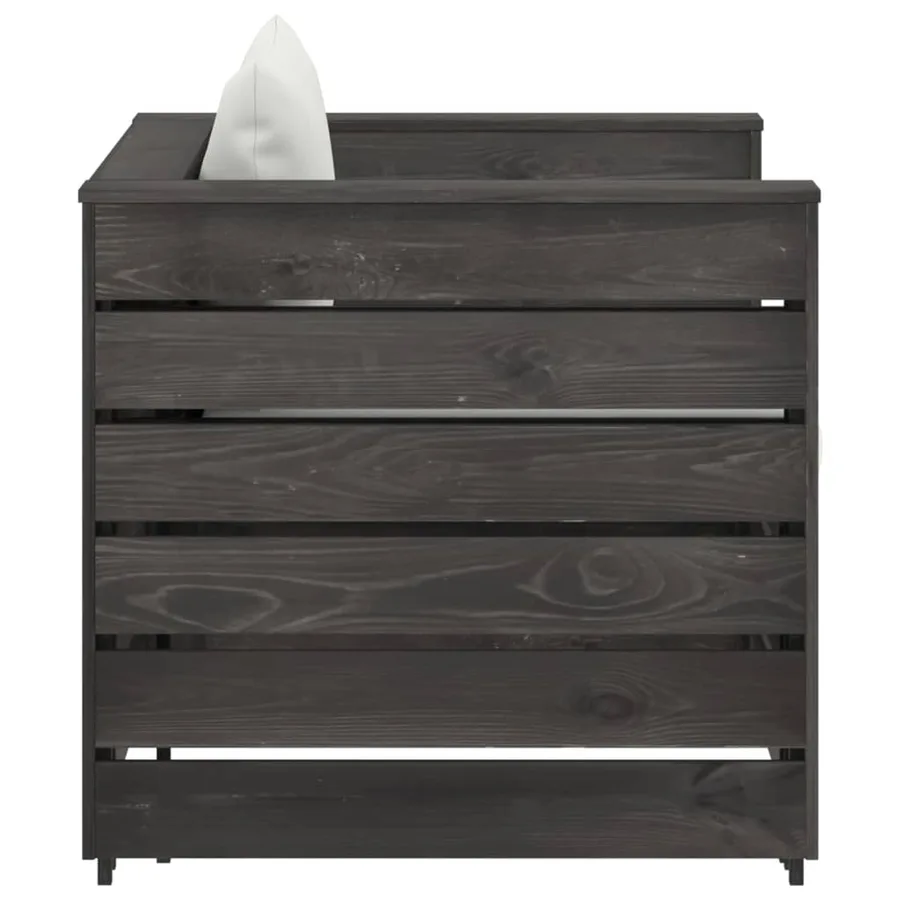 Salon de jardin 2 pcs avec coussins Bois imprégné de gris - 5