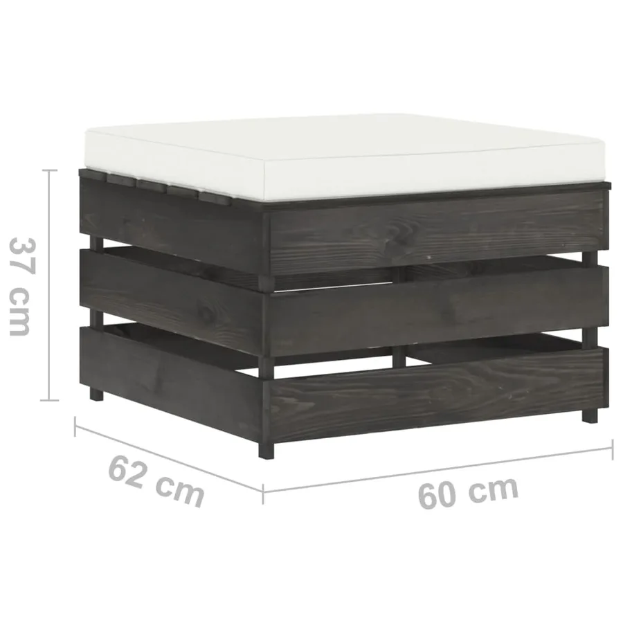 Salon de jardin 2 pcs avec coussins Bois imprégné de gris - 8