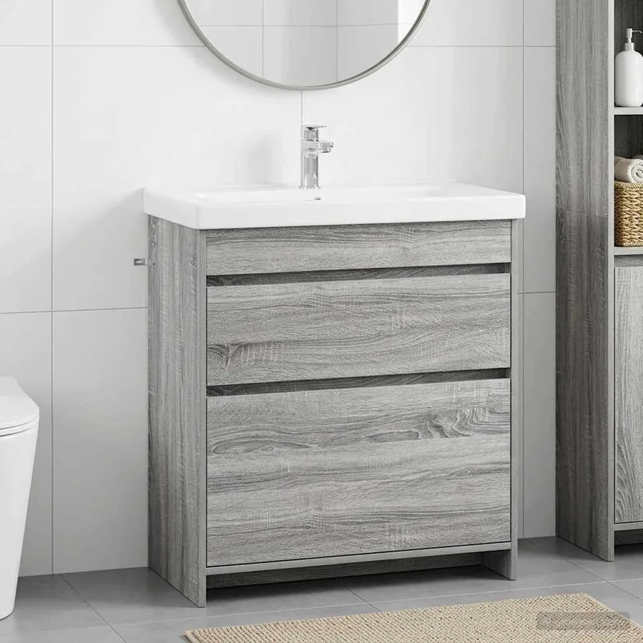Meuble sous lavabo de salle de bain Sonoma gris
