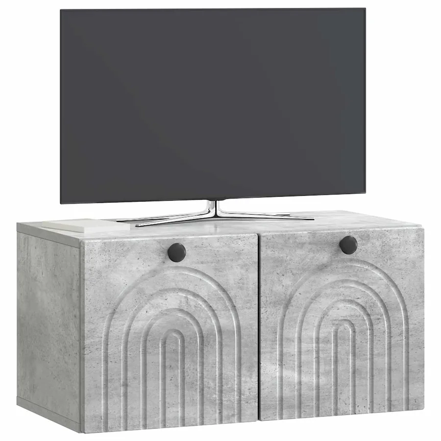 Meuble TV mural Gris béton 59,5 x 31 x 30 cm Bois d'ingénierie - 3