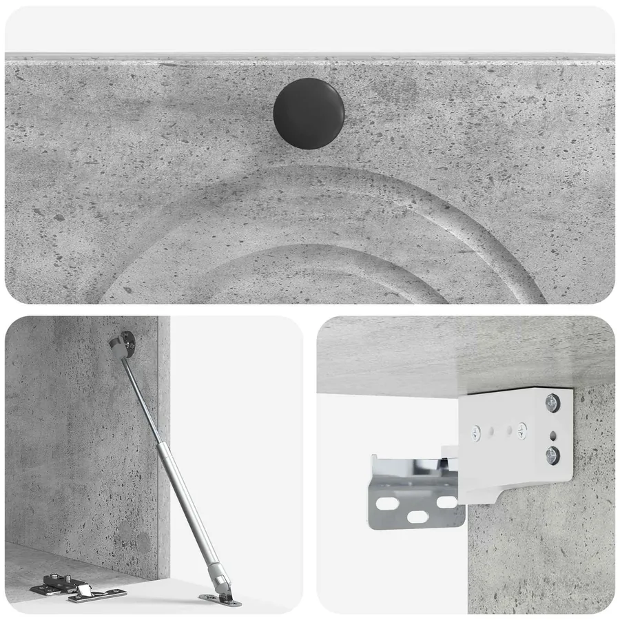 Meuble TV mural Gris béton 59,5 x 31 x 30 cm Bois d'ingénierie - 9