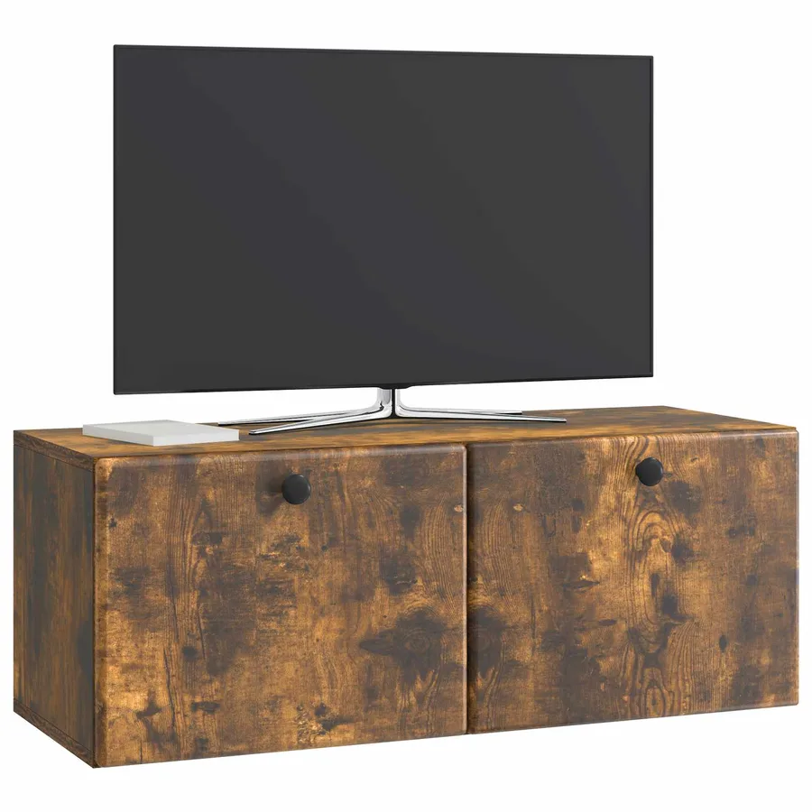 Meuble TV mural 78,5 x 31 x 30 cm Chêne fumé Bois d'ingénierie - 3