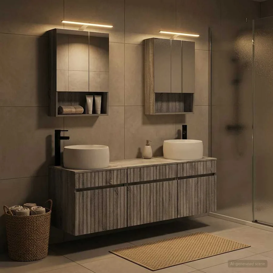 Ensemble d'armoire de salle de bain 5 pcs Sonoma gris