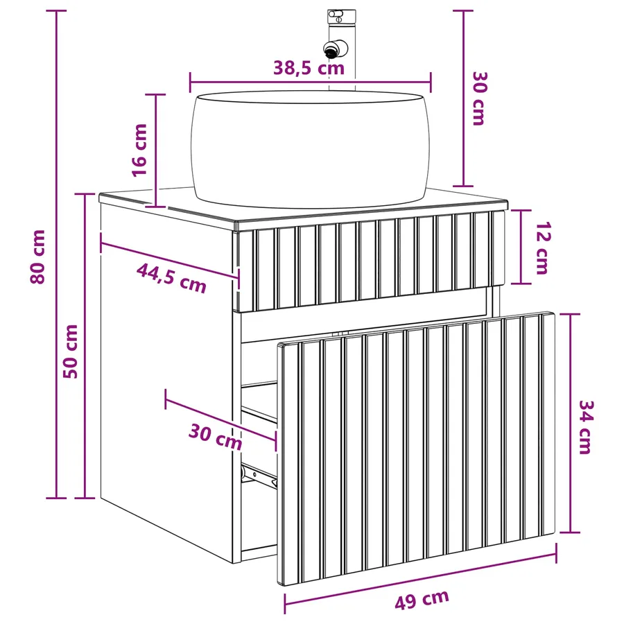 Meuble de lavabo mural Blanc 49 x 44,5 x 66 cm - 8
