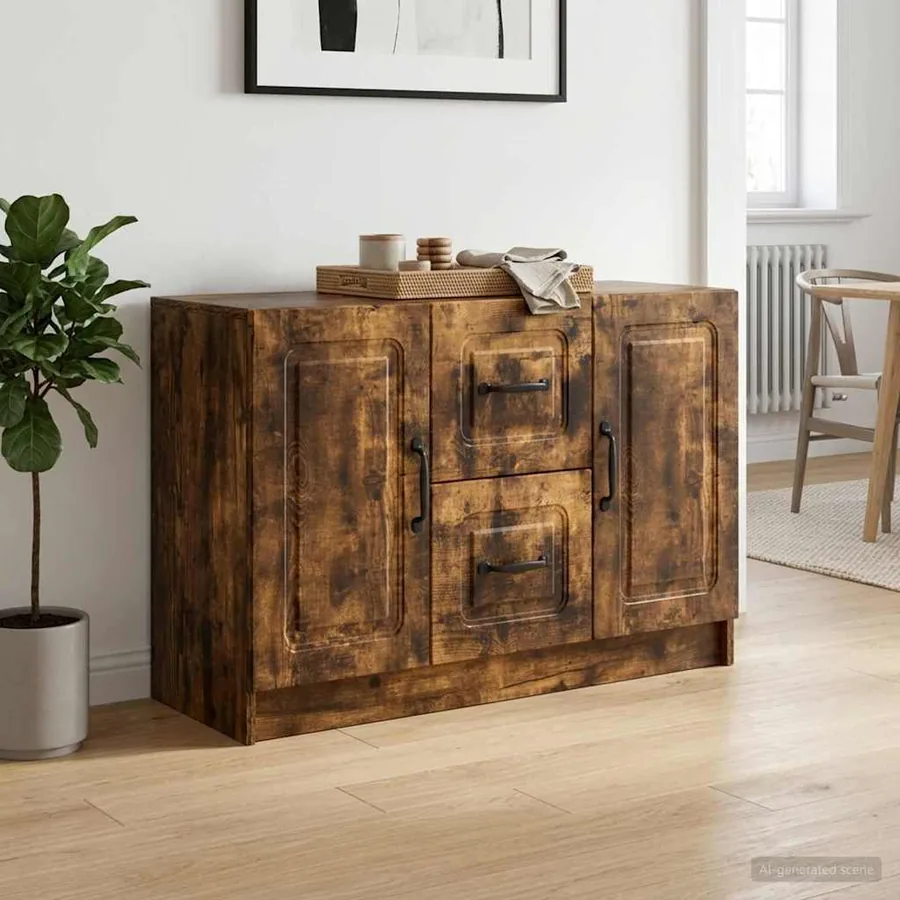 Buffet Chêne fumé 89 x 34,5 x 57 cm Bois d'ingénierie