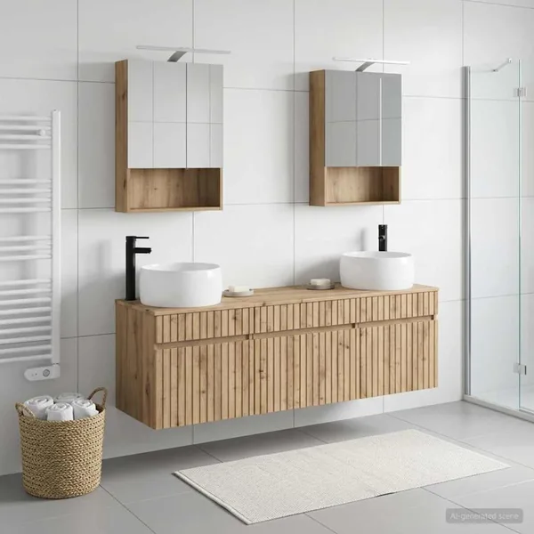 Ensemble d'armoire de salle de bain 5 pc Chêne artisanal