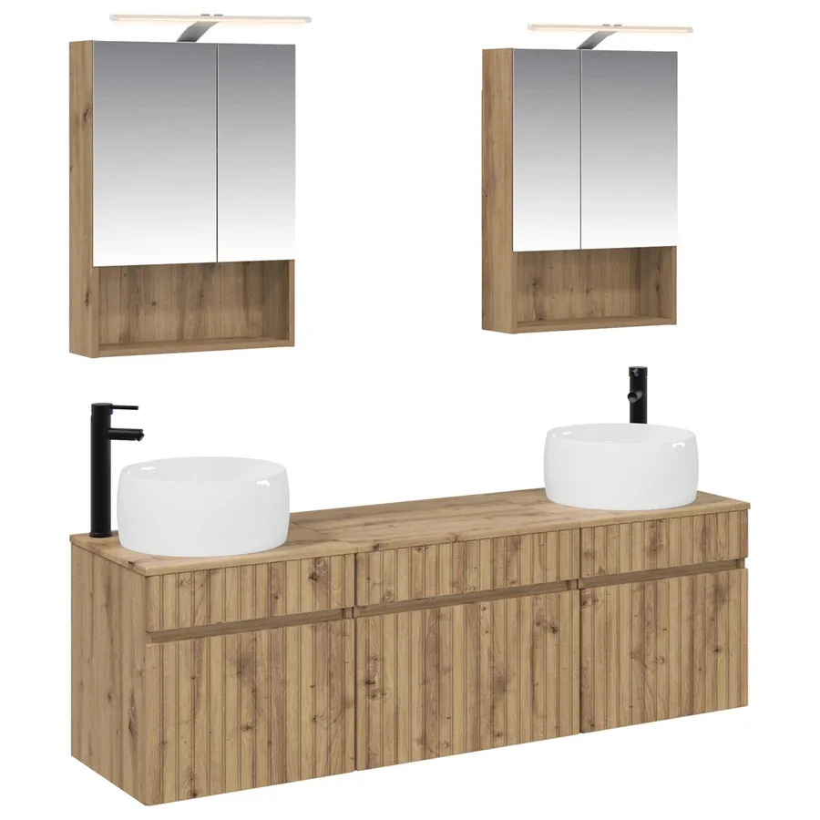 Ensemble d'armoire de salle de bain 5 pc Chêne artisanal - 2