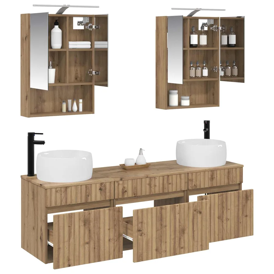 Ensemble d'armoire de salle de bain 5 pc Chêne artisanal - 3