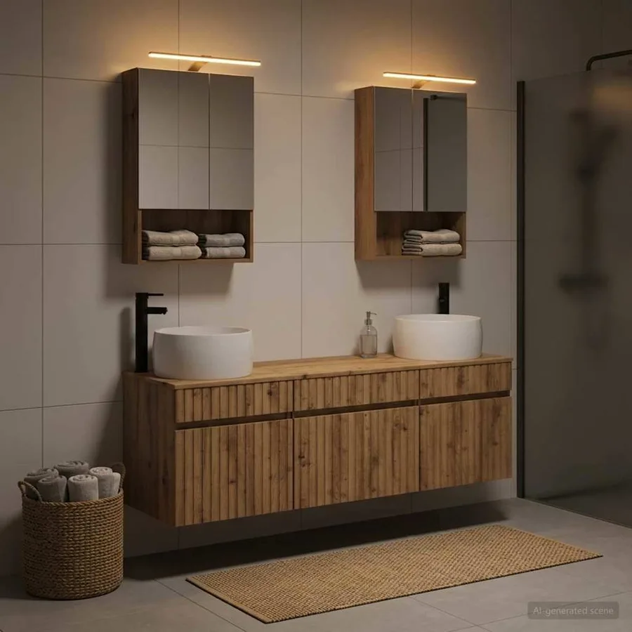 Ensemble d'armoire de salle de bain 5 pc Chêne artisanal - 4